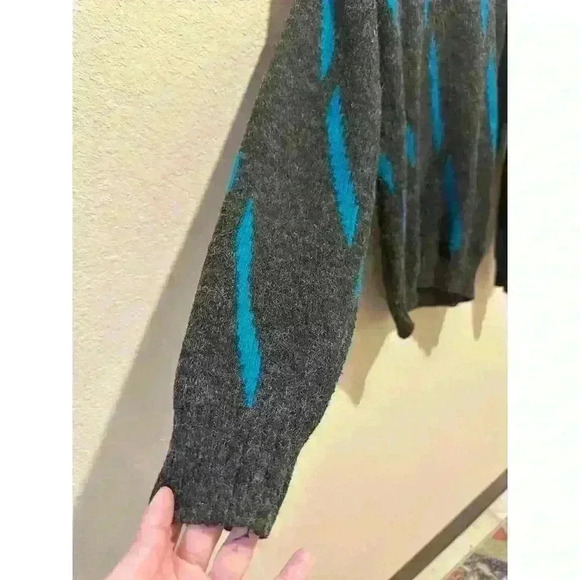 VTG Nicolas Allen Womens Size M Pattern Knit Pullover Sweater Gray Blue Crewneck - Picture 6 of 10